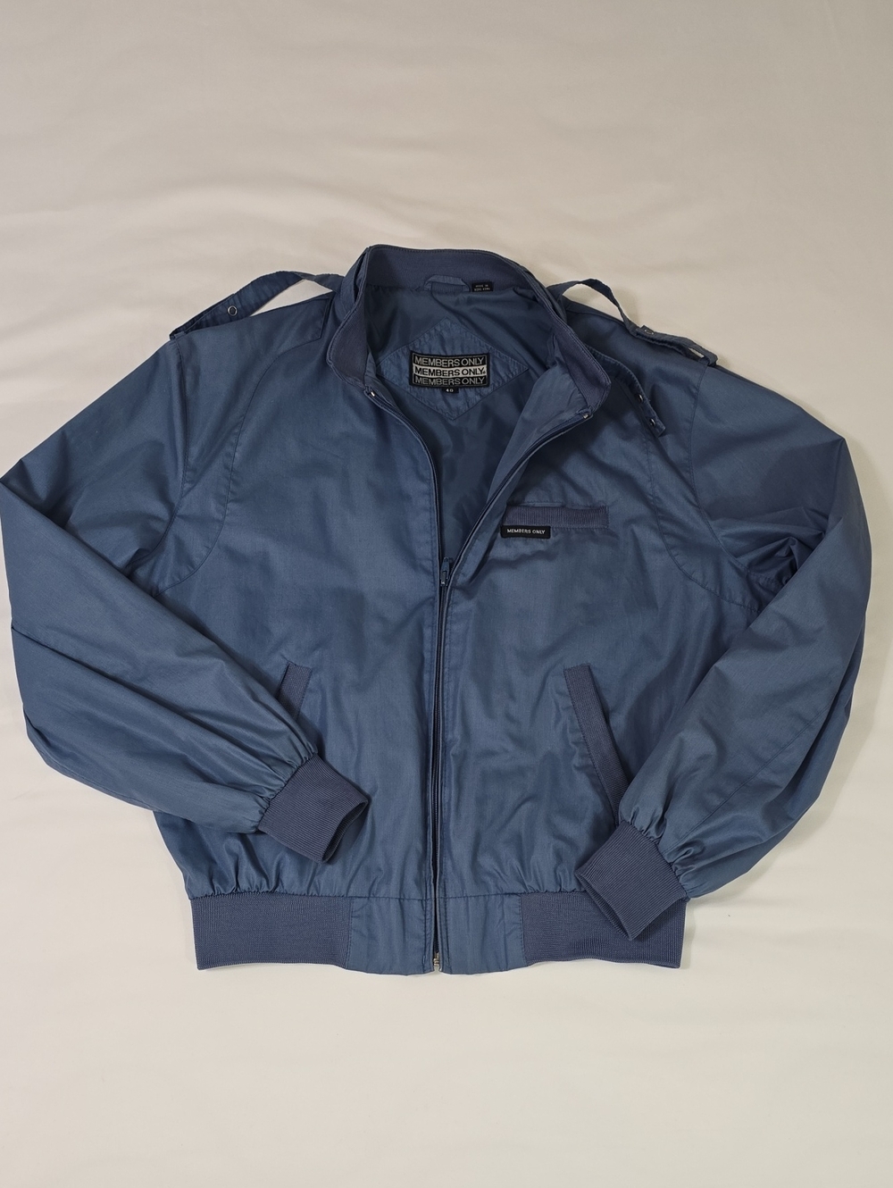 Vintage 80s Members Only Iconic Racer Jacket Slate Blue Size 40 Medium